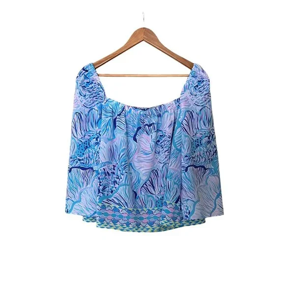 Lilly Pulitzer Women's Lizzie Top Bermuda Blue Fishful Thinking Engineer… - Picture 3 of 13